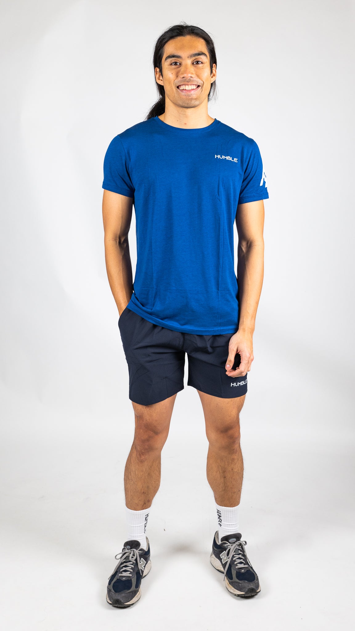 T-shirt för löpning, crossfit, Hyrox i marinblå färg för herr