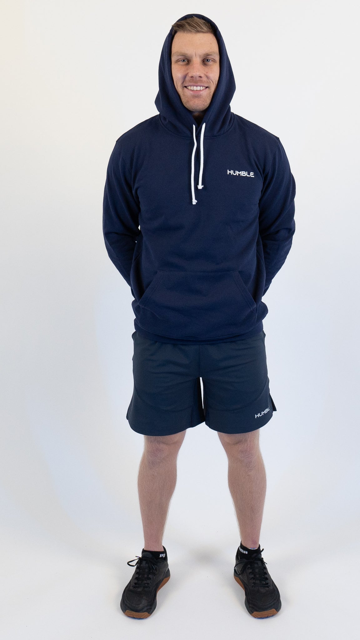 Marinblå hoodie av bomull